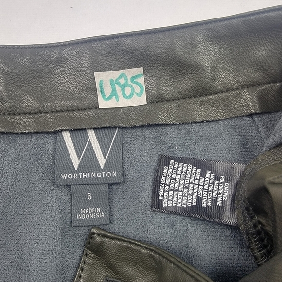 NWOT Worthington faux leather dark olive pleated midi skirt in rich olive - Picture 4 of 5